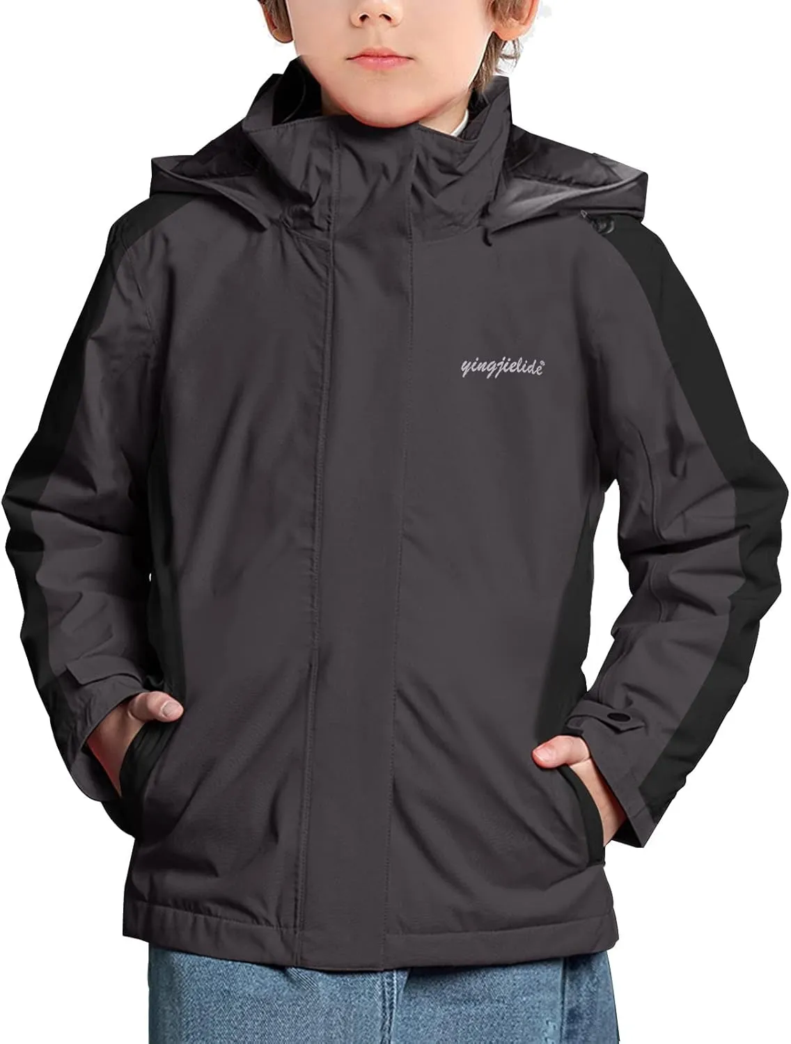 YINGJIELIDE Boy's Waterproof Ski Jacket,Kids Outdoor Snowboarding windproof Jacket,Fleece Lined Hooded,Warm Winter Snow Coat