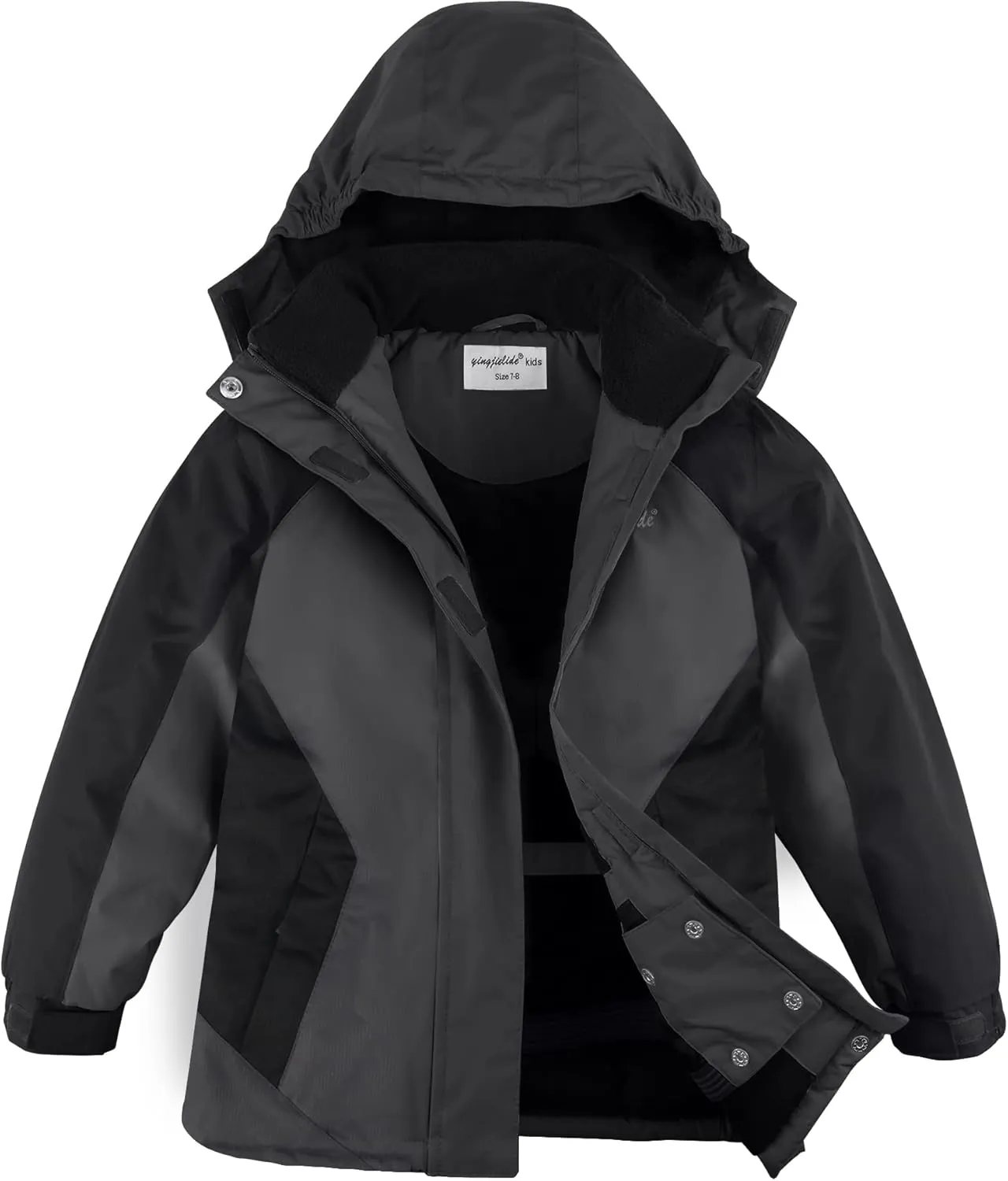 YINGJIELIDE Boy's Waterproof Ski Jacket,Kids Outdoor Snowboarding windproof Jacket,Fleece Lined Hooded,Warm Winter Snow Coat