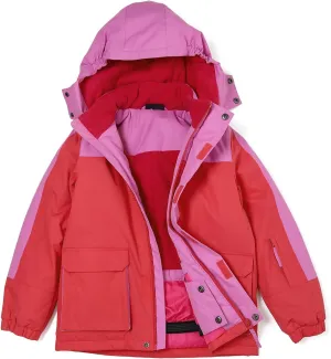 YINGJIELIDE Girl's Waterproof Ski Jacket,Kids Outdoor Snowboarding windproof Jacket,Fleece Lined Hooded,Warm Winter Snow Coat