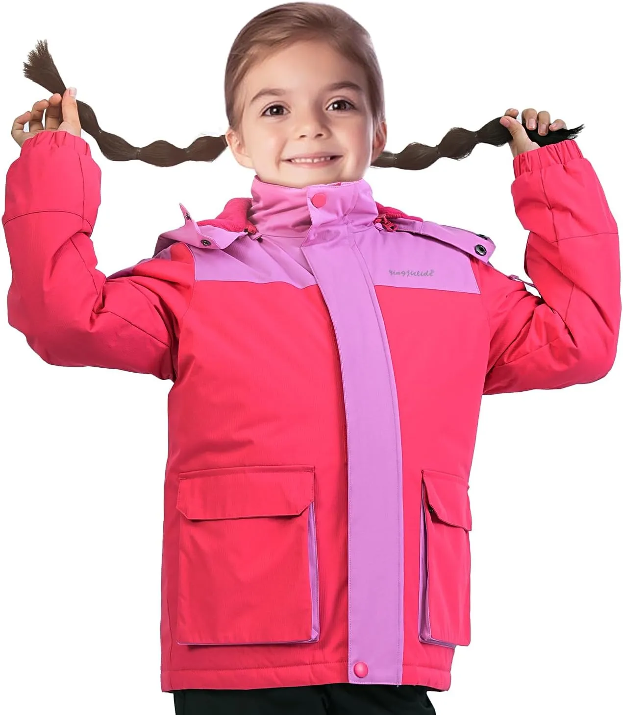 YINGJIELIDE Girl's Waterproof Ski Jacket,Kids Outdoor Snowboarding windproof Jacket,Fleece Lined Hooded,Warm Winter Snow Coat