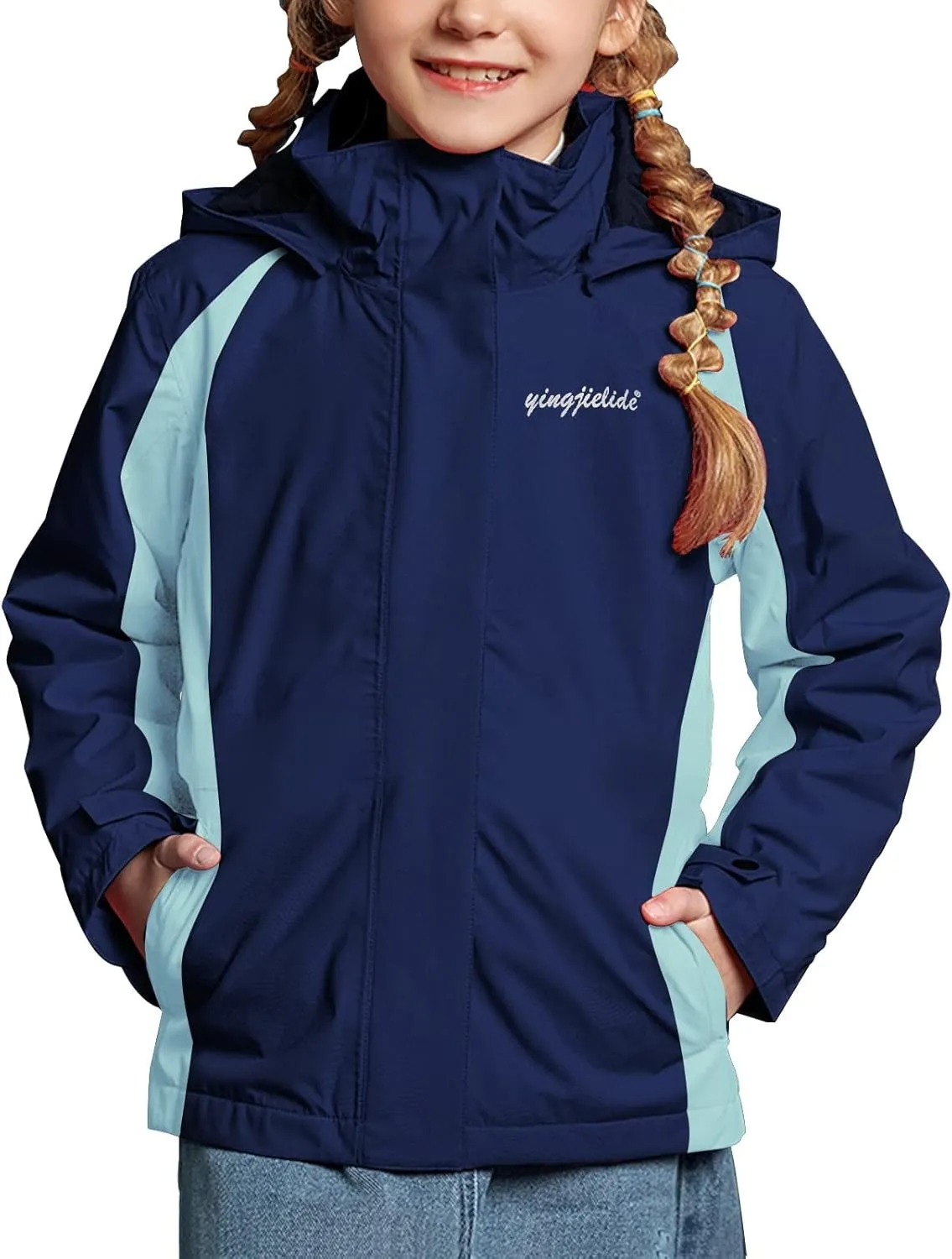 YINGJIELIDE Girl's Waterproof Ski Jacket,Kids Outdoor Snowboarding windproof Jacket,Fleece Lined Hooded,Warm Winter Snow Coat