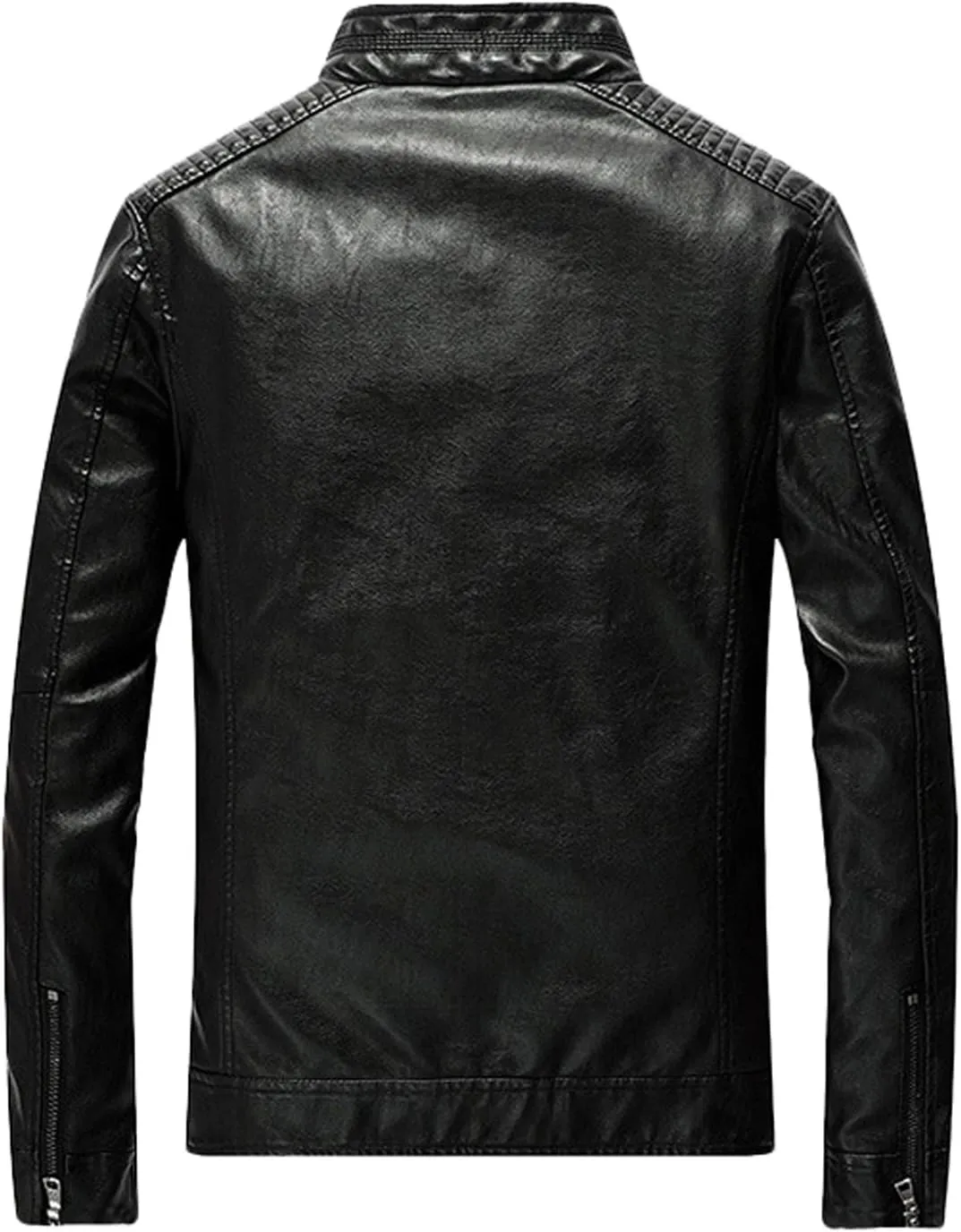 Youhan Men's Casual Zip Up Slim Bomber Faux Leather Jacket