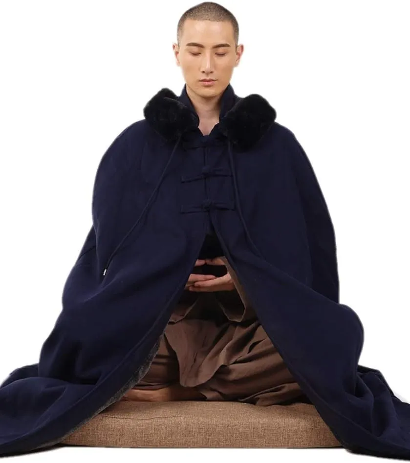 ZanYing Meditation Buddhist Thickened Hooded Cloak Monk Outfit