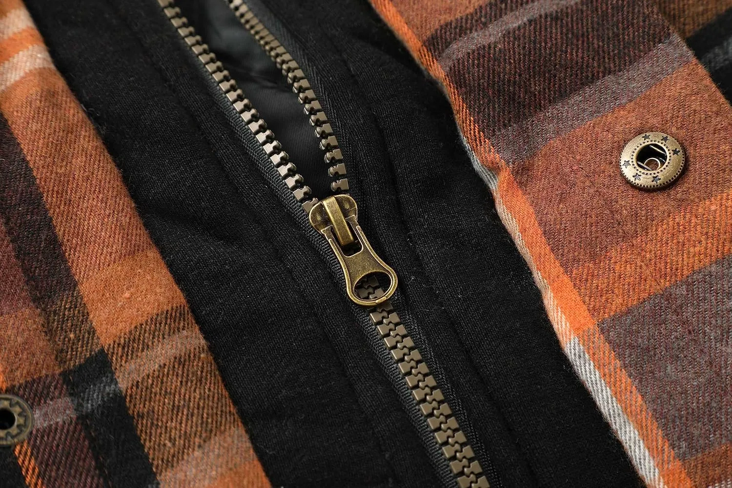 ZENTHACE Men's Thicken Plaid Hooded Flannel Shirt Jacket with Quilted Lined