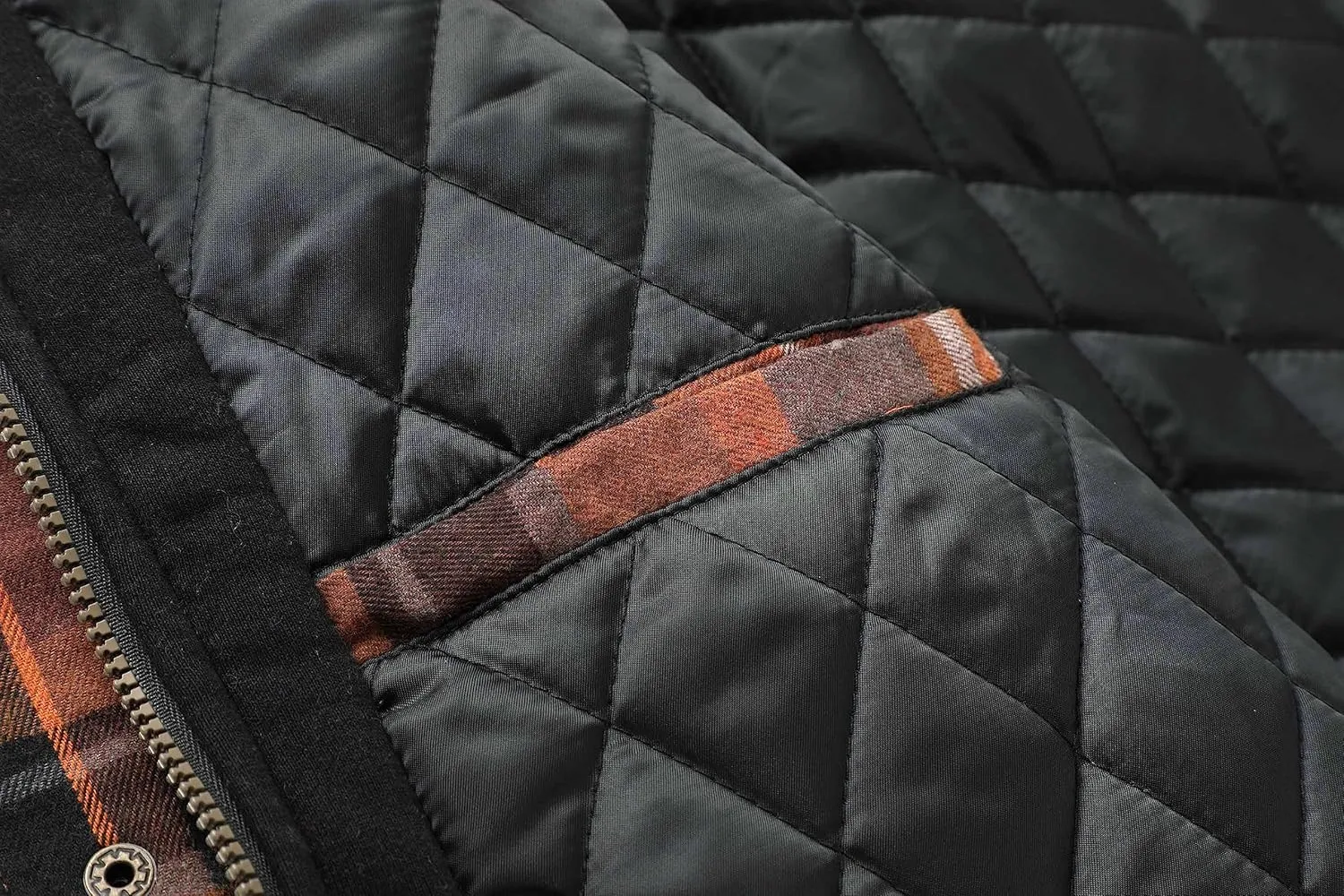 ZENTHACE Men's Thicken Plaid Hooded Flannel Shirt Jacket with Quilted Lined