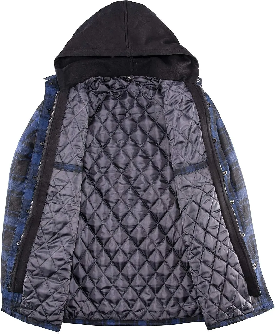 ZENTHACE Men's Thicken Plaid Hooded Flannel Shirt Jacket with Quilted Lined