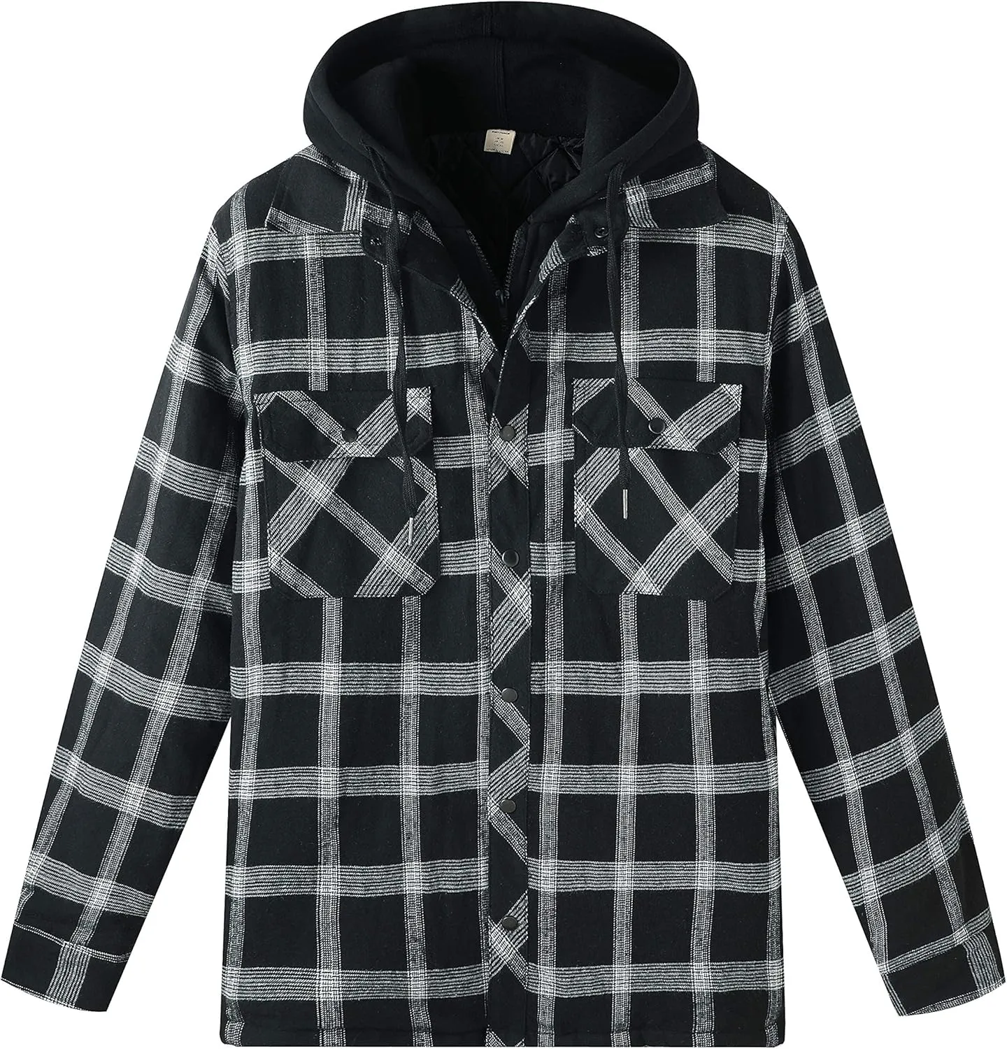 ZENTHACE Men's Thicken Plaid Hooded Flannel Shirt Jacket with Quilted Lined