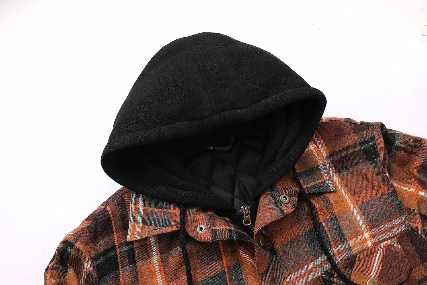 ZENTHACE Men's Thicken Plaid Hooded Flannel Shirt Jacket with Quilted Lined