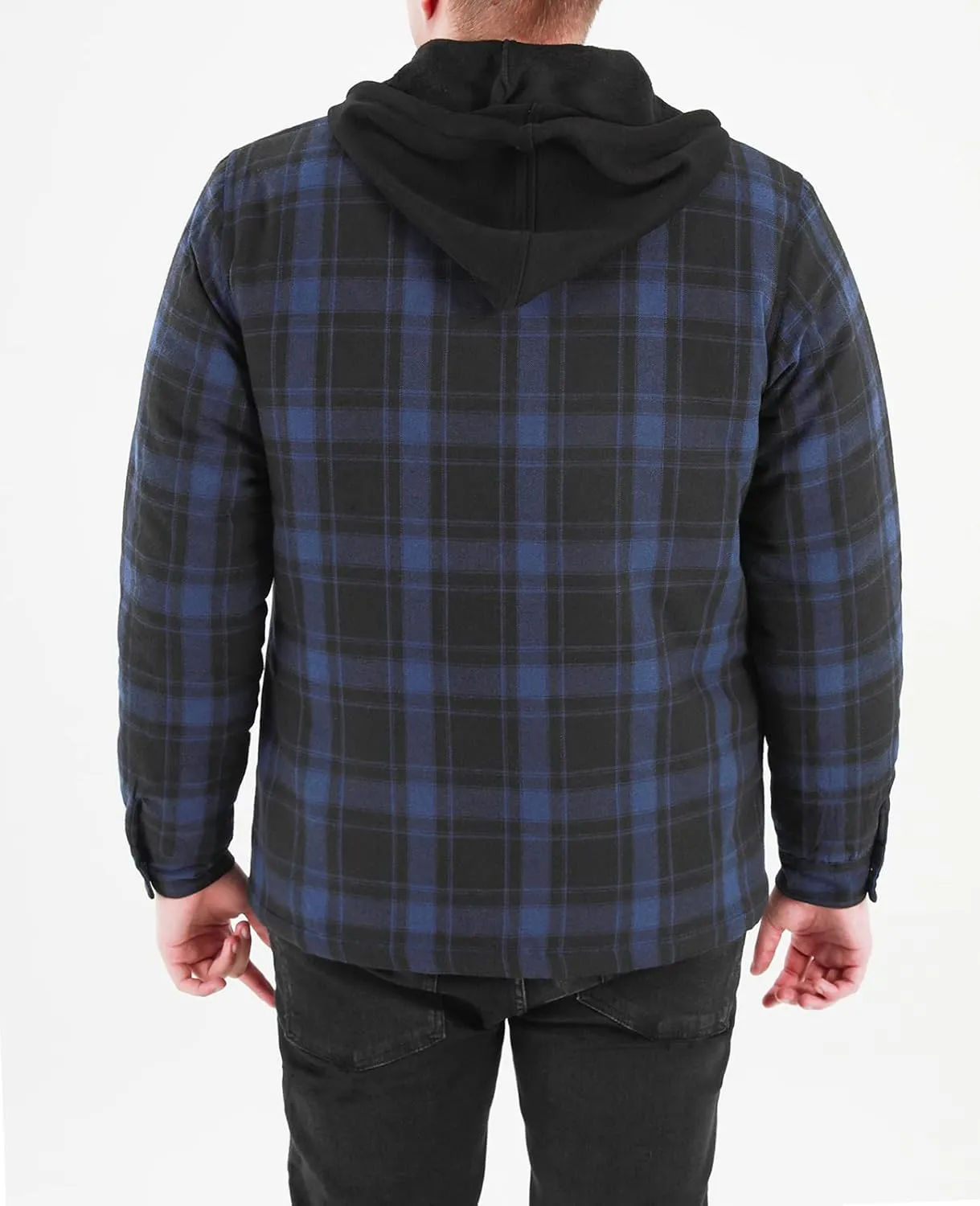 ZENTHACE Men's Thicken Plaid Hooded Flannel Shirt Jacket with Quilted Lined