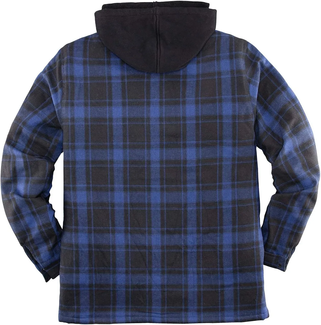 ZENTHACE Men's Thicken Plaid Hooded Flannel Shirt Jacket with Quilted Lined