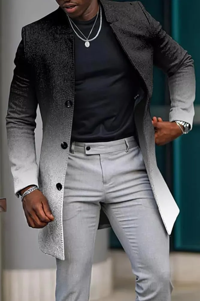 ZOCANIA Plaid Trench Coat Men Notched Collar Single Breasted Pea Coat Vintage Slim Fit Formal Business Trench Jacket Overcoat