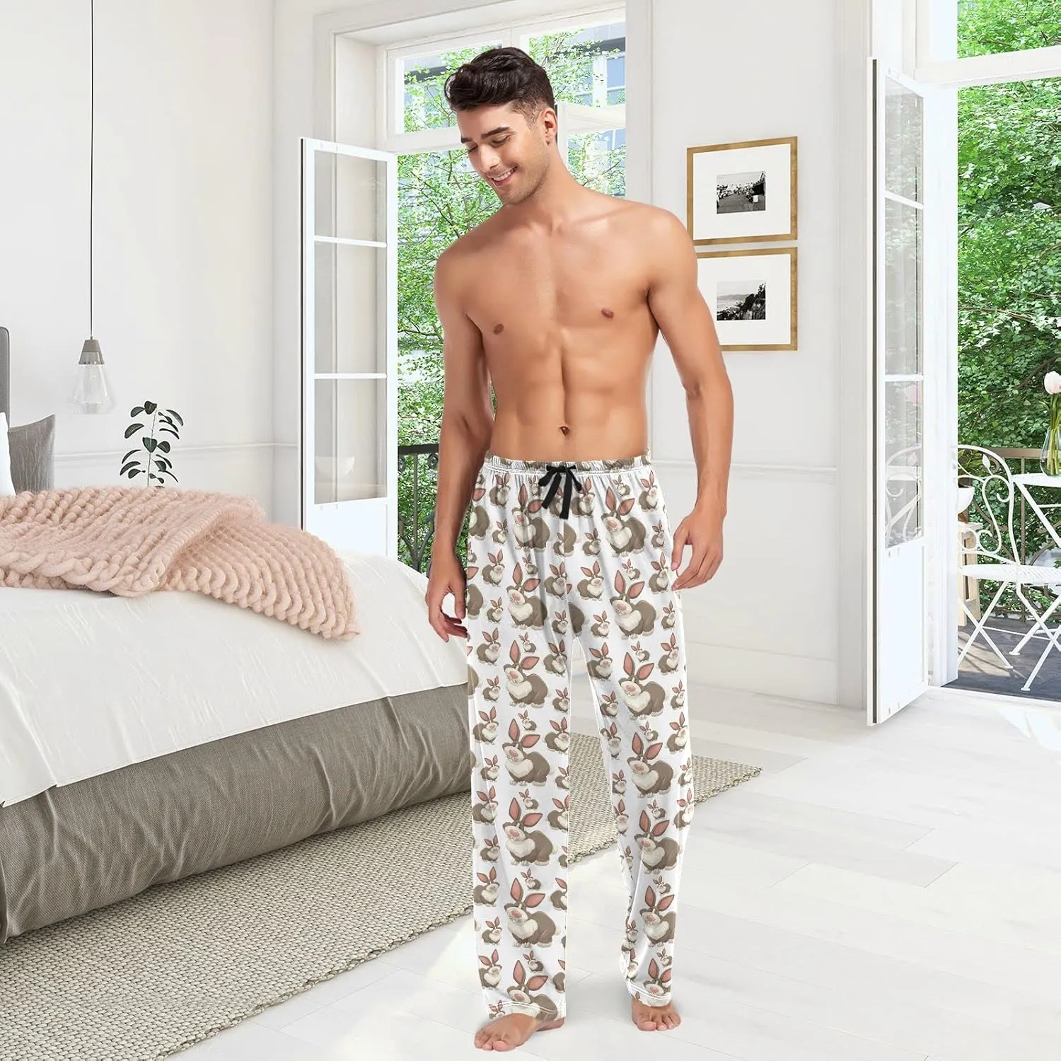 ZZXXB Dragon Dog Llama Pajama Pants for Men Comfort Sleep Lounge Bottoms Straight-fit with Pockets S-XXL