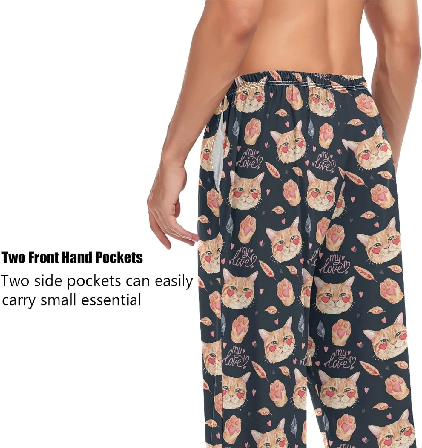 ZZXXB Dragon Dog Llama Pajama Pants for Men Comfort Sleep Lounge Bottoms Straight-fit with Pockets S-XXL