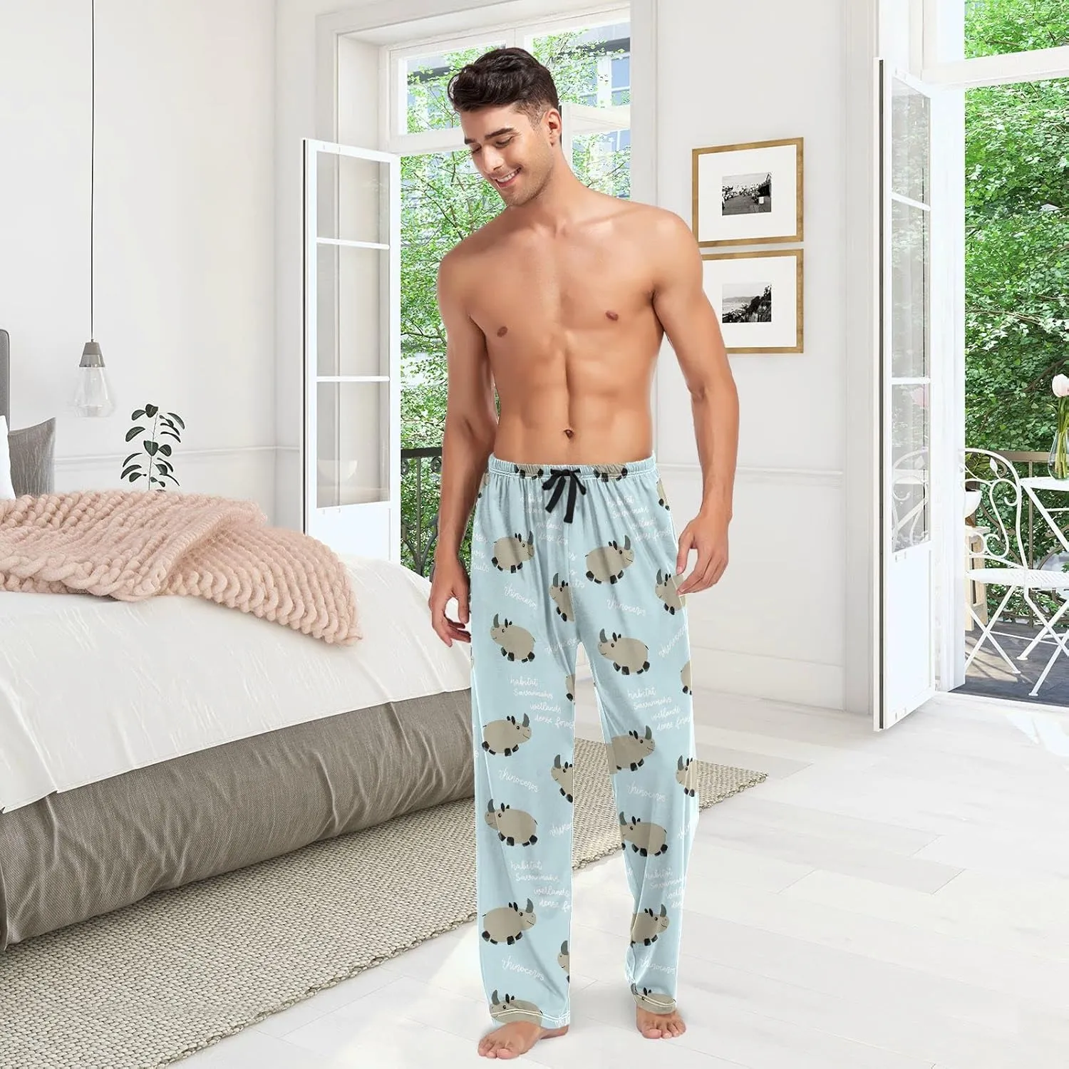 ZZXXB Turkey Print Pajama Pants for Men Comfort Sleep Lounge Bottoms Straight-fit with Pockets S-XXL